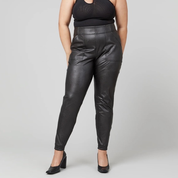 SPANX Faux leather Joggers Black - Picture 1 of 8
